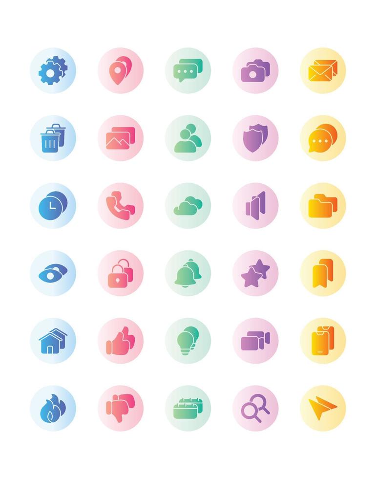 User Interface Icon Set 30 isolated on white background vector