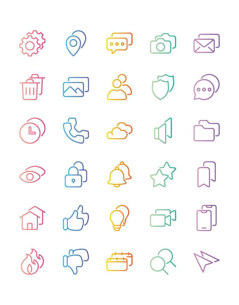 User Interface Icon Set 30 isolated on white background vector