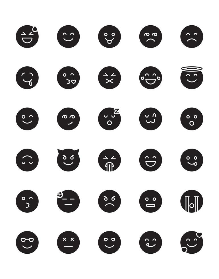 conjunto de iconos emoji 30 aislado sobre fondo blanco vector