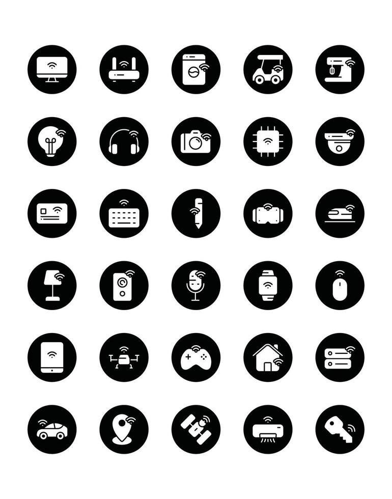 Internet de las cosas conjunto de iconos 30 aislado sobre fondo blanco. vector