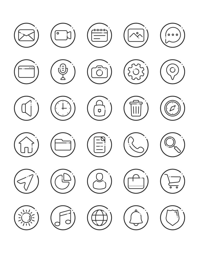 conjunto de iconos de pantalla de inicio 30 aislado sobre fondo blanco vector