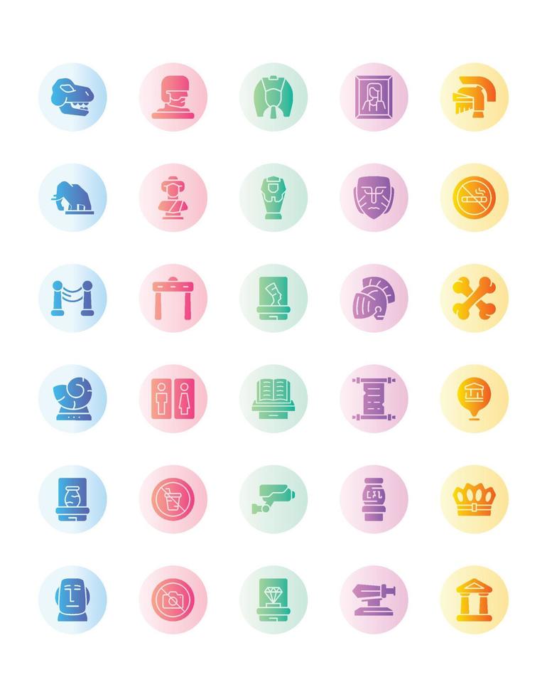 Museum Icon Set 30 isolated on white background vector