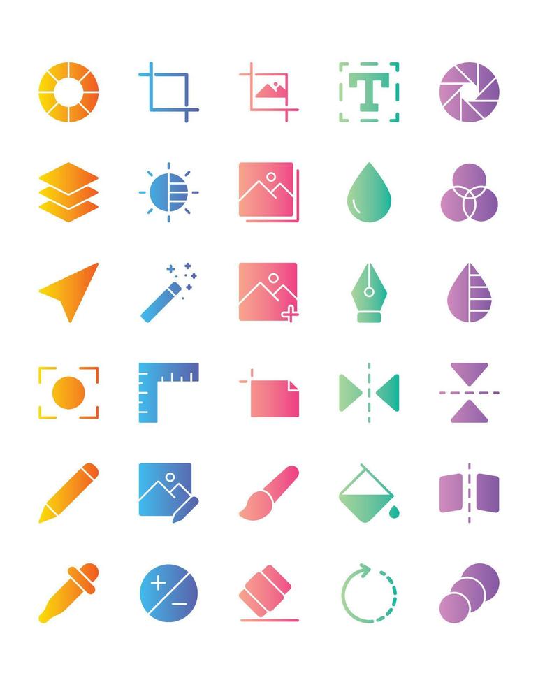 Photo Editing Icon Set 30 isolated on white background vector