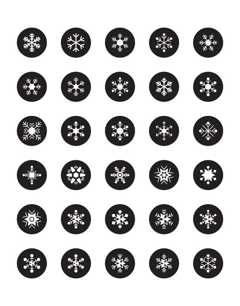 conjunto de iconos de copo de nieve 30 aislado sobre fondo blanco vector