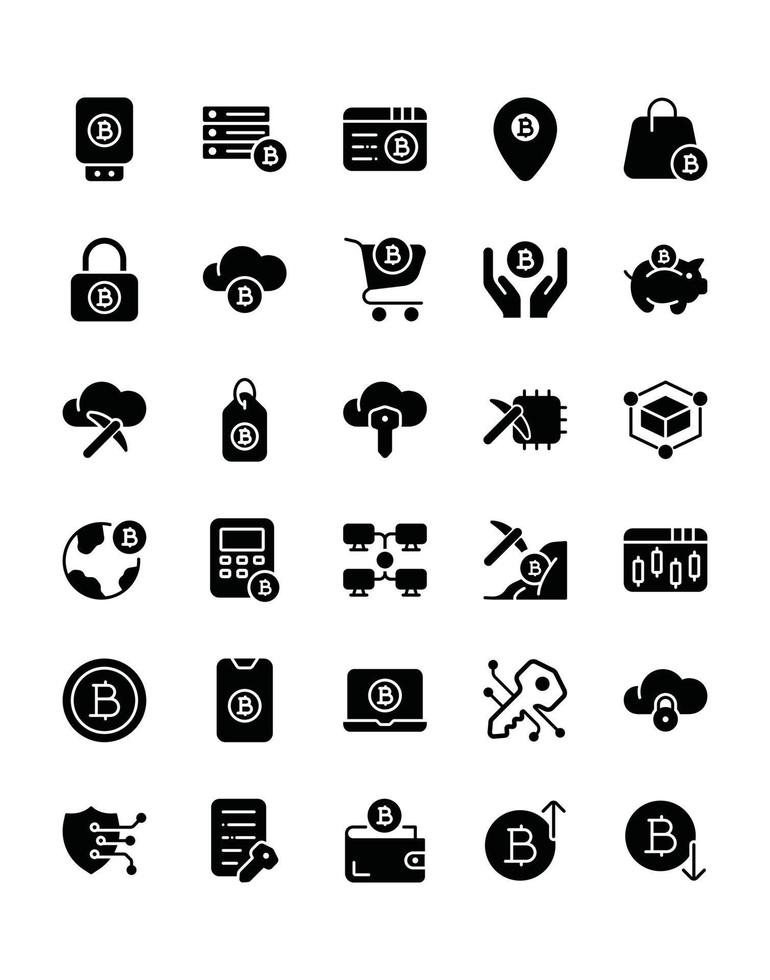 Bitcoin Icon Set 30 isolated on white background vector