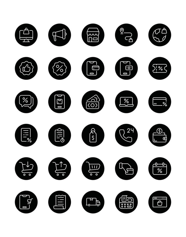 e-commerce Icon Set 30 isolated on white background vector