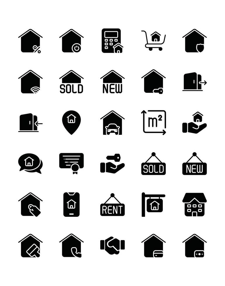 Real Estate Icon Set 30 isolated on white background vector