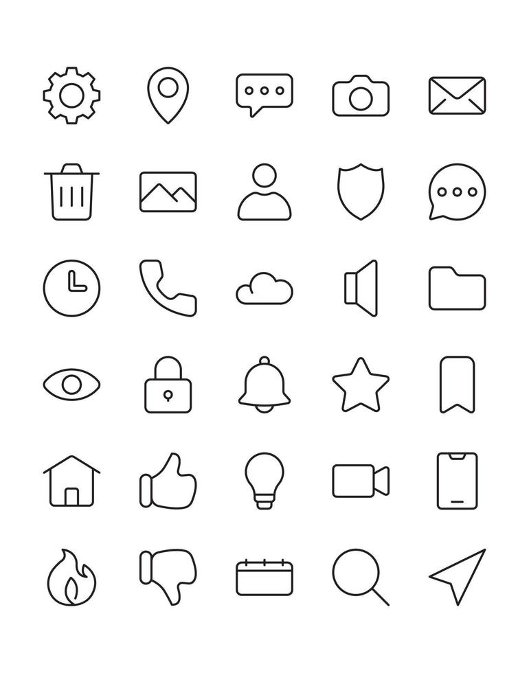 interfaz de usuario 2 conjunto de iconos 30 aislado sobre fondo blanco vector