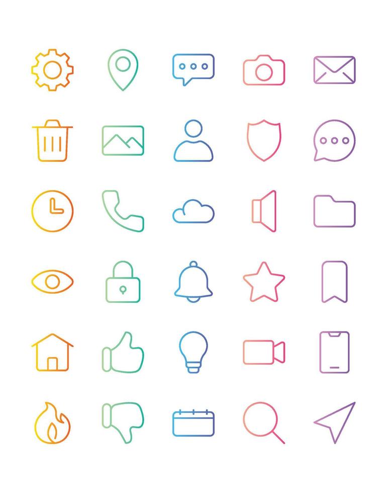 interfaz de usuario 2 conjunto de iconos 30 aislado sobre fondo blanco vector