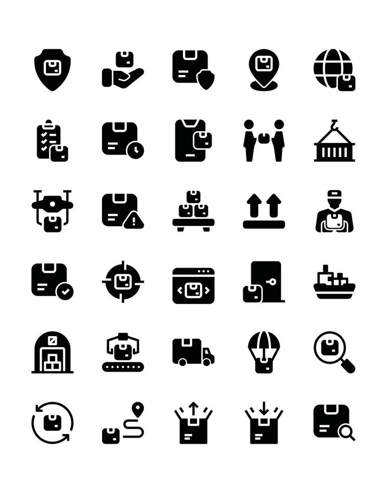 delivery Icon Set 30 isolated on white background vector