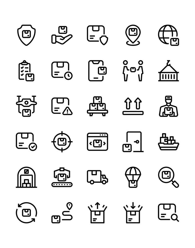 delivery Icon Set 30 isolated on white background vector