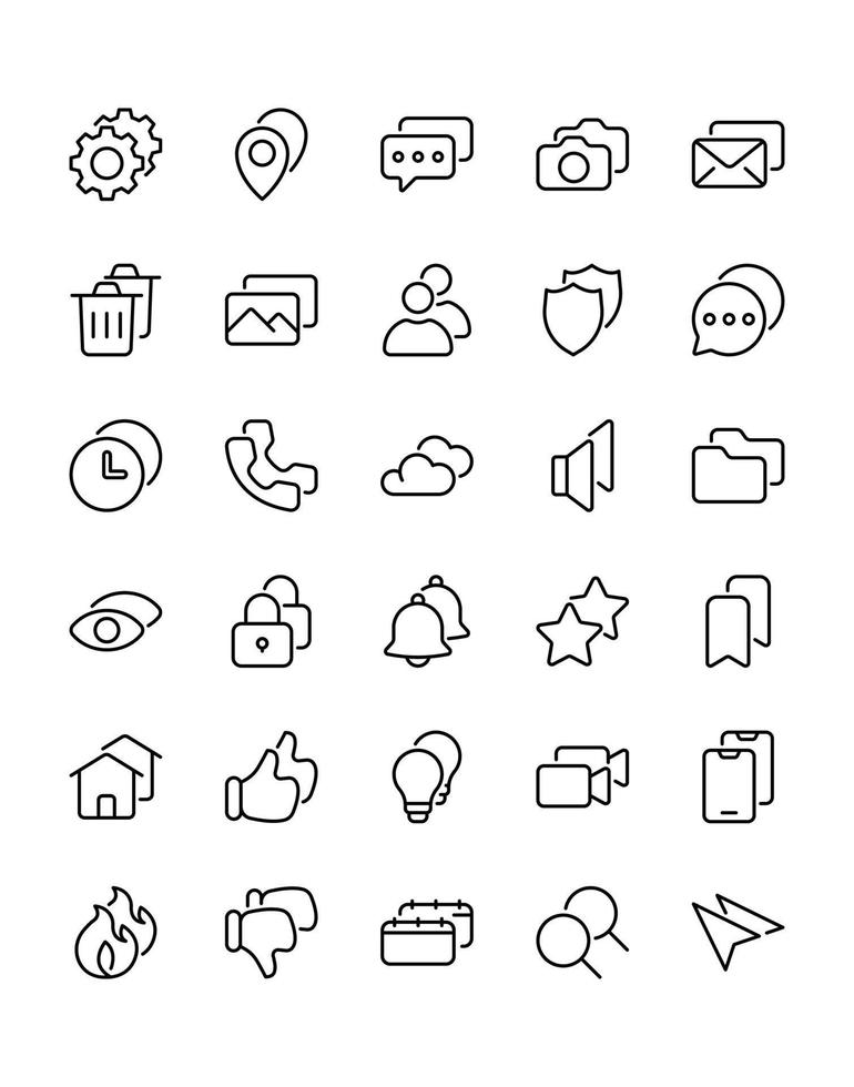 User Interface Icon Set 30 isolated on white background vector