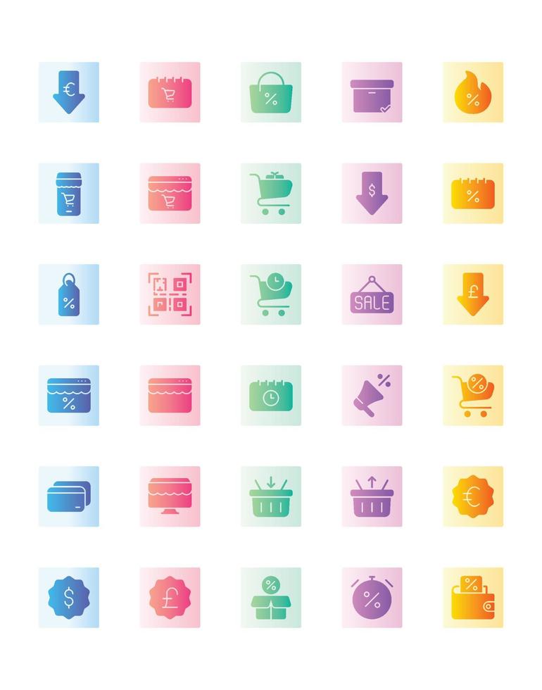 Cyber Monday Icon Set 30 isolated on white background vector