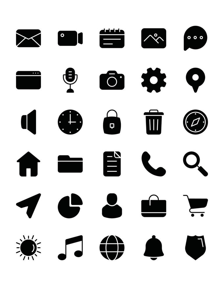 conjunto de iconos de pantalla de inicio 30 aislado sobre fondo blanco vector