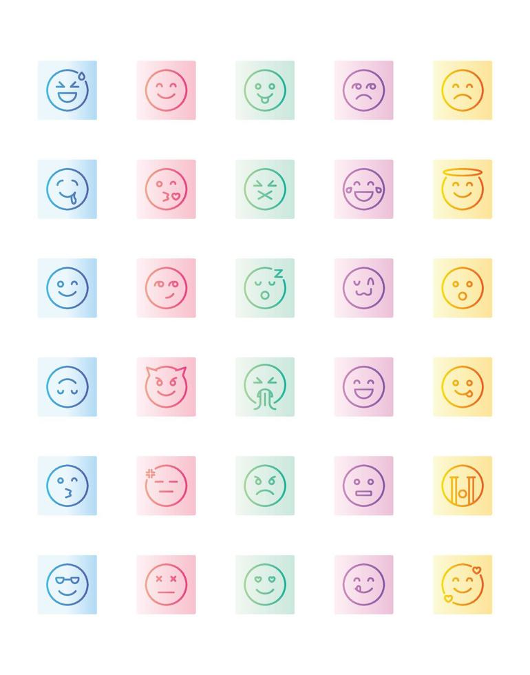 emoji Icon Set 30 isolated on white background vector