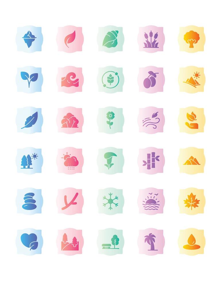 Nature Icon Set 30 isolated on white background vector