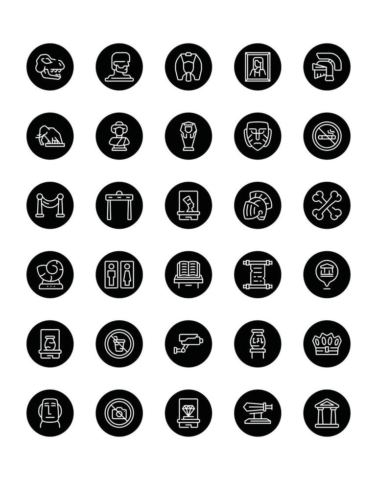 Museum Icon Set 30 isolated on white background vector