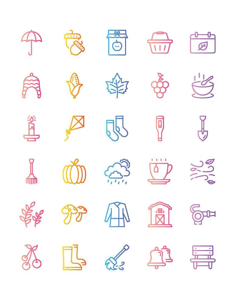 autumn Icon Set 30 isolated on white background vector