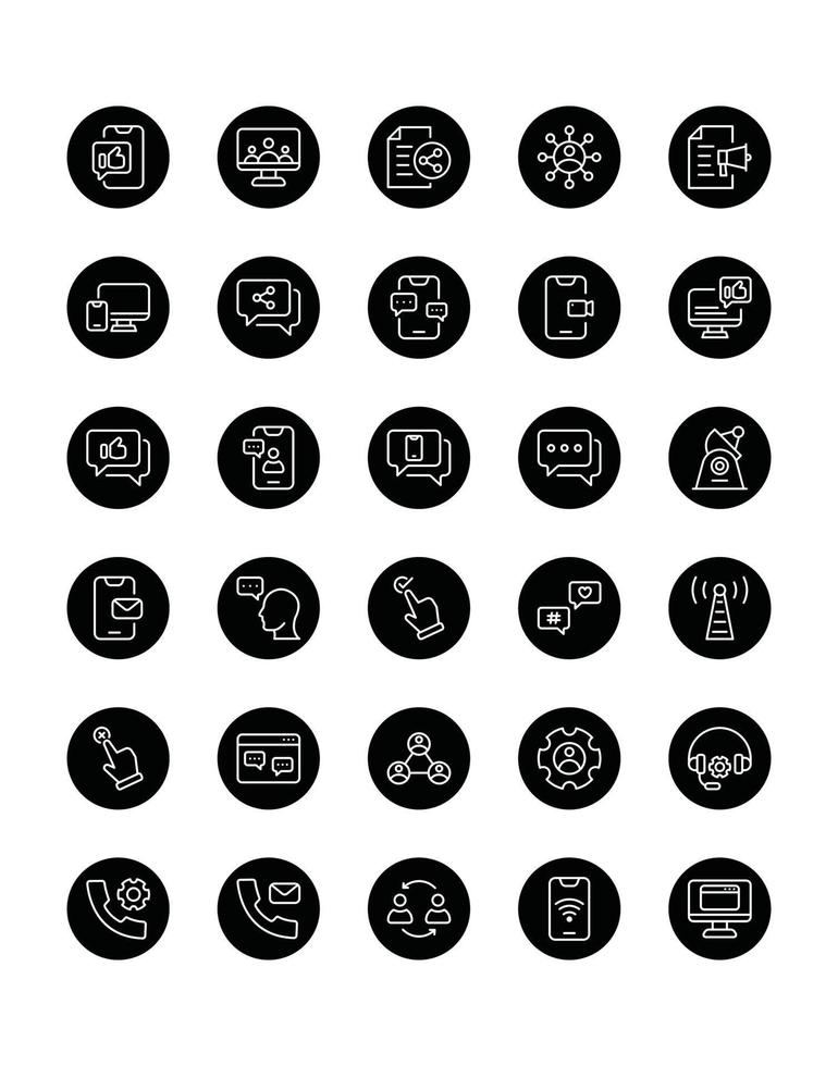 social media Icon Set 30 isolated on white background vector