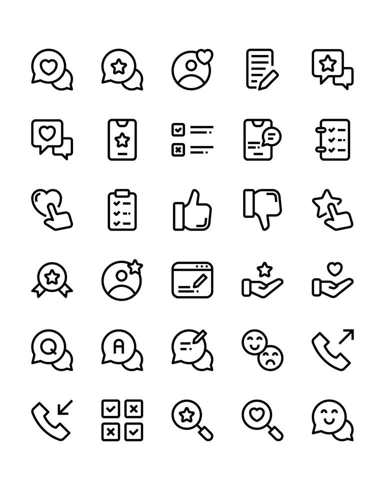 feedback Icon Set 30 isolated on white background vector