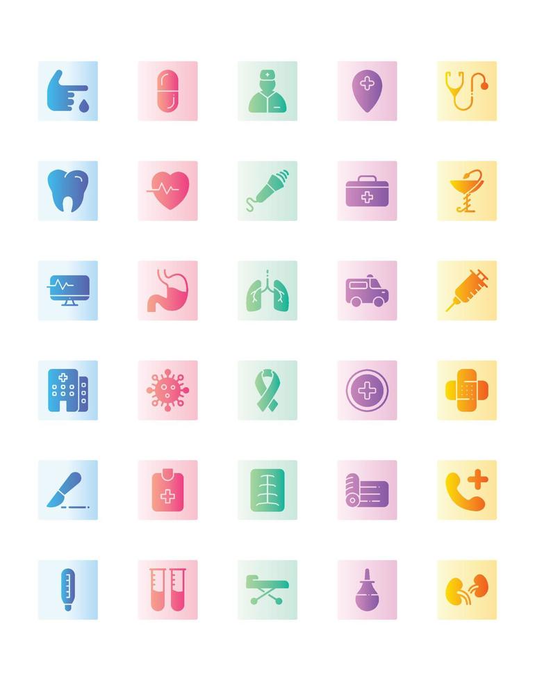 conjunto de iconos de hospital 30 aislado sobre fondo blanco vector