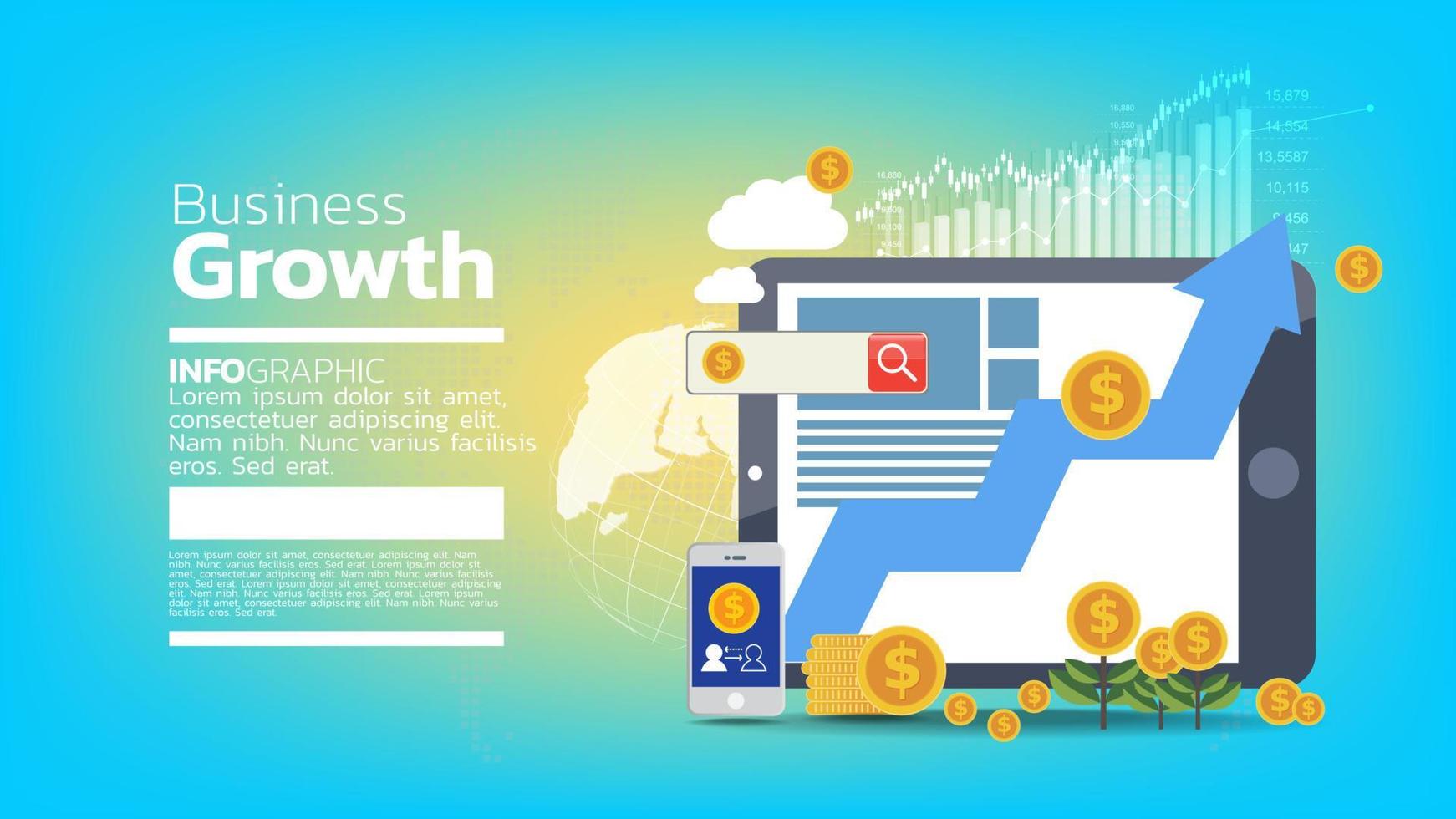 fondo de concepto de plantilla de crecimiento empresarial vector