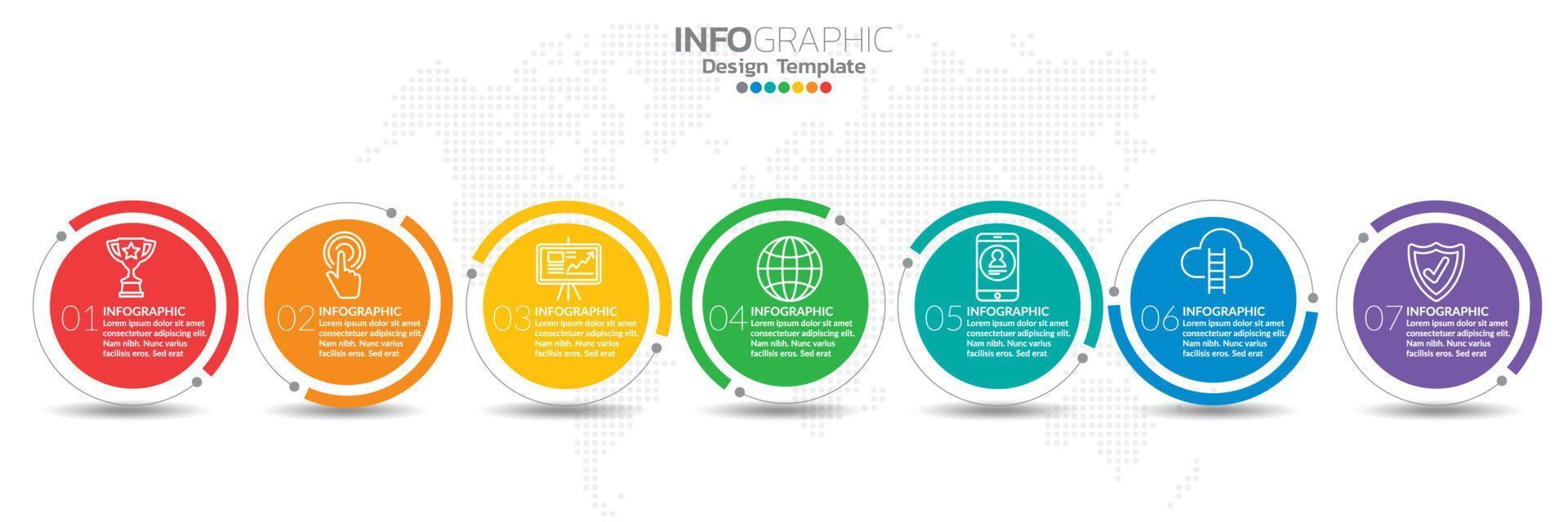 Infographic template design with 6 color options. vector