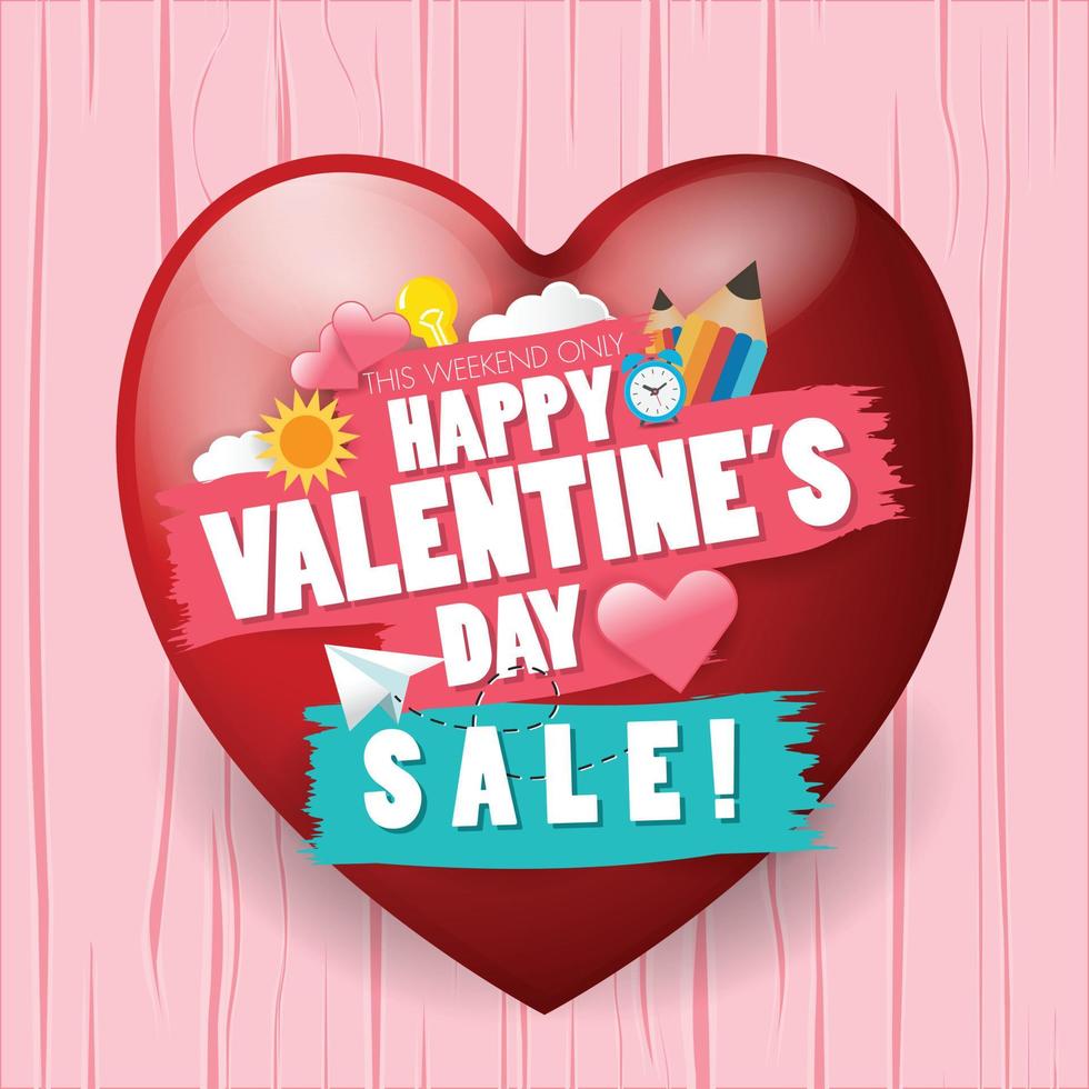Happy valentine banner template vector