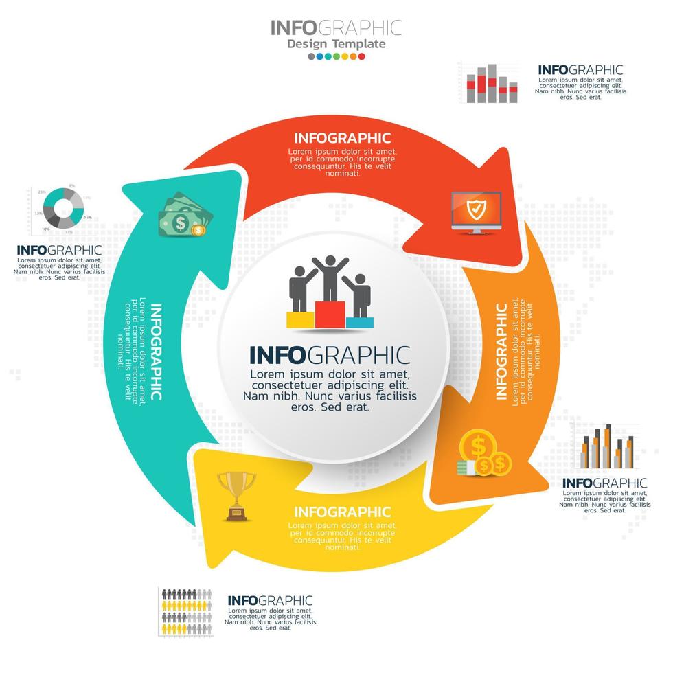 Business circle infographic elements with 4 options or steps. vector