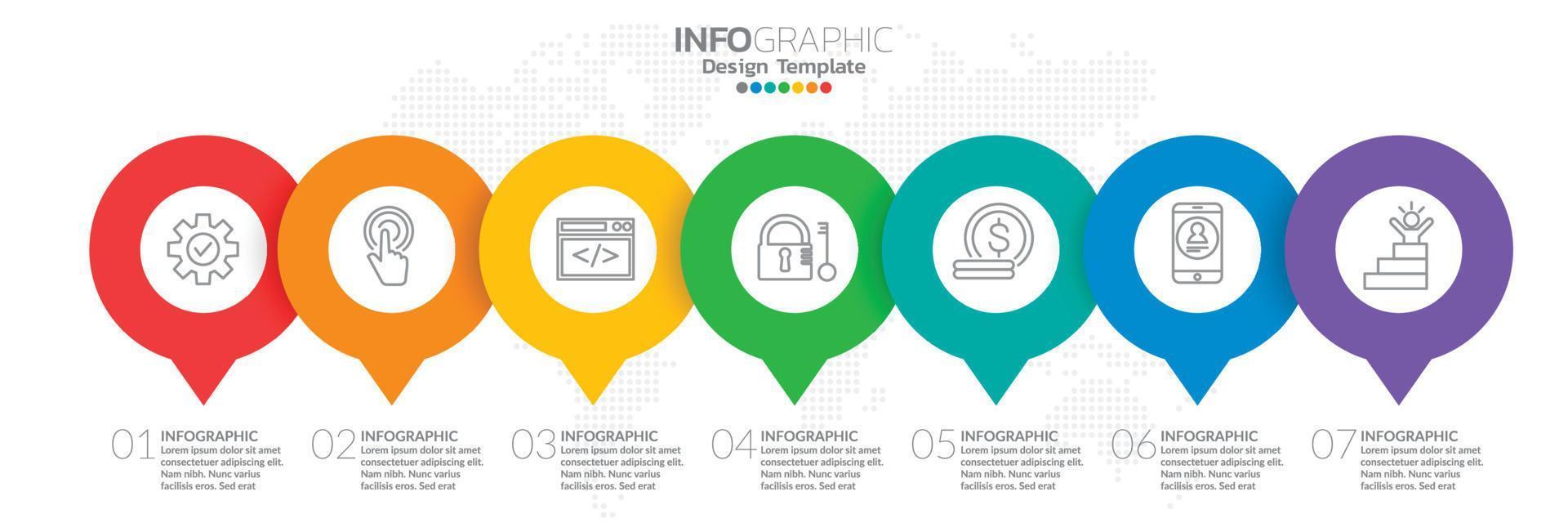 Infographic template design with 6 color options. vector