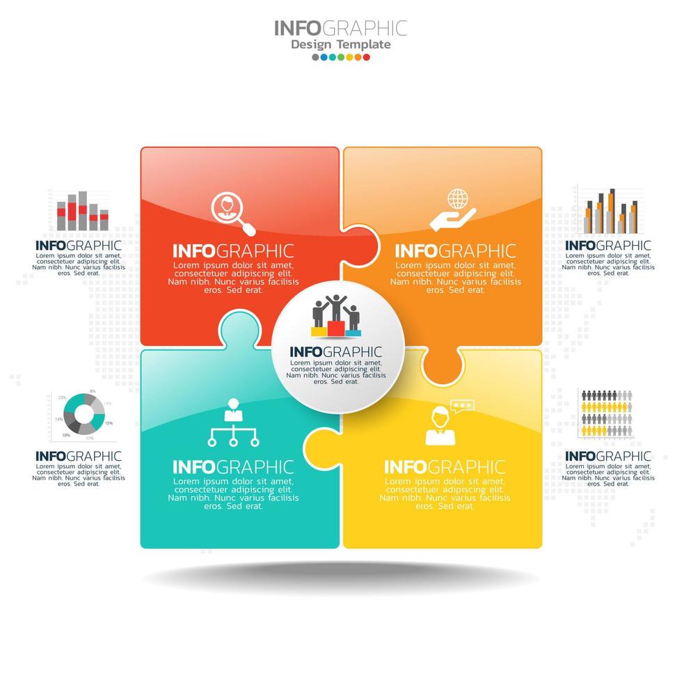 Business circle infographic elements with 4 options or steps. vector