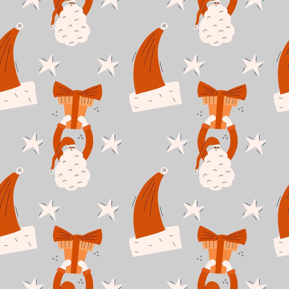 patrón de Navidad sin costuras. fondo con santa claus y sombrero rojo. ilustración vectorial en estilo dibujado a mano vector