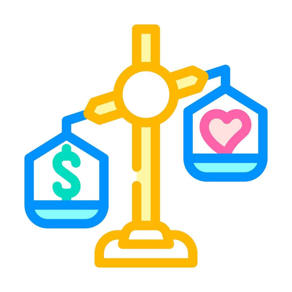 choosing between conscience and money color icon vector illustration