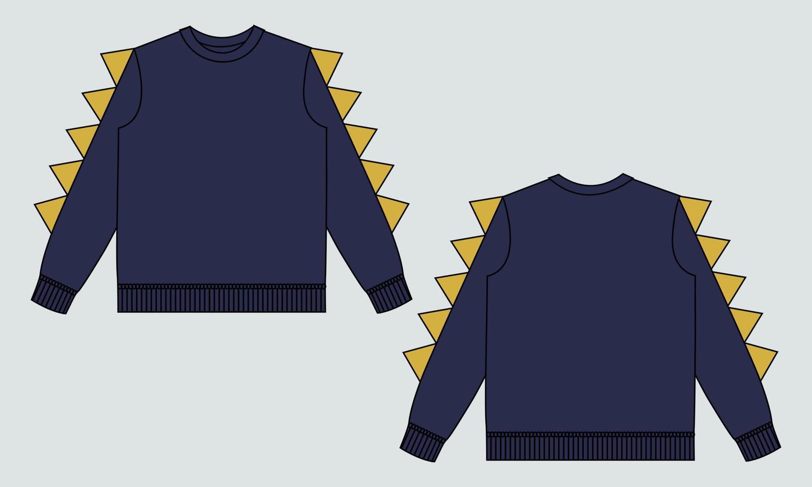 sudadera técnica moda boceto plano ilustración vectorial plantilla de color azul marino para bebés varones vector