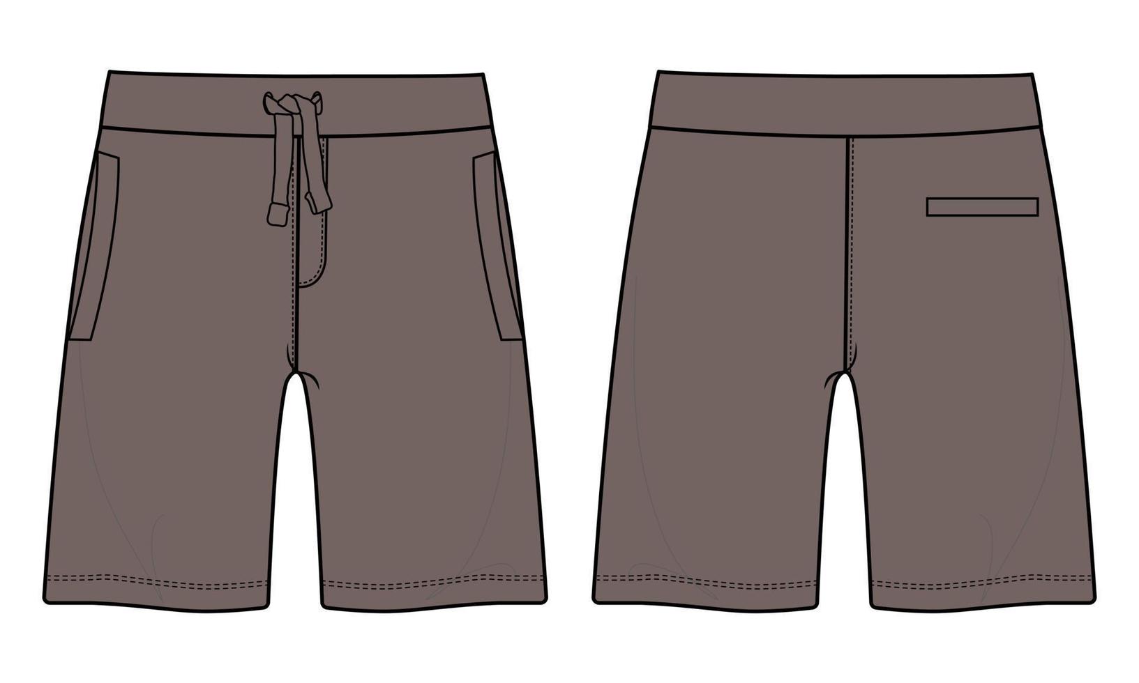 pantalones cortos técnica moda boceto plano ilustración vectorial plantilla para niños vector