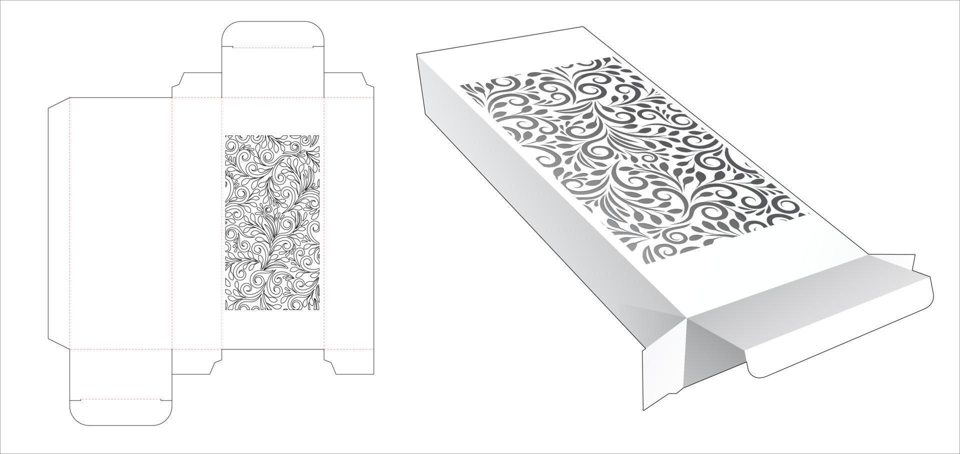 plantilla troquelada de estaño y caja larga estampada y maqueta 3d vector