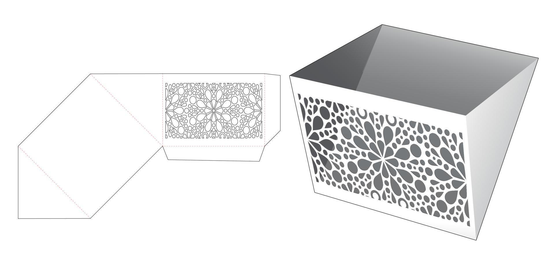 Stenciled triangle bowl die cut template and 3D mockup vector