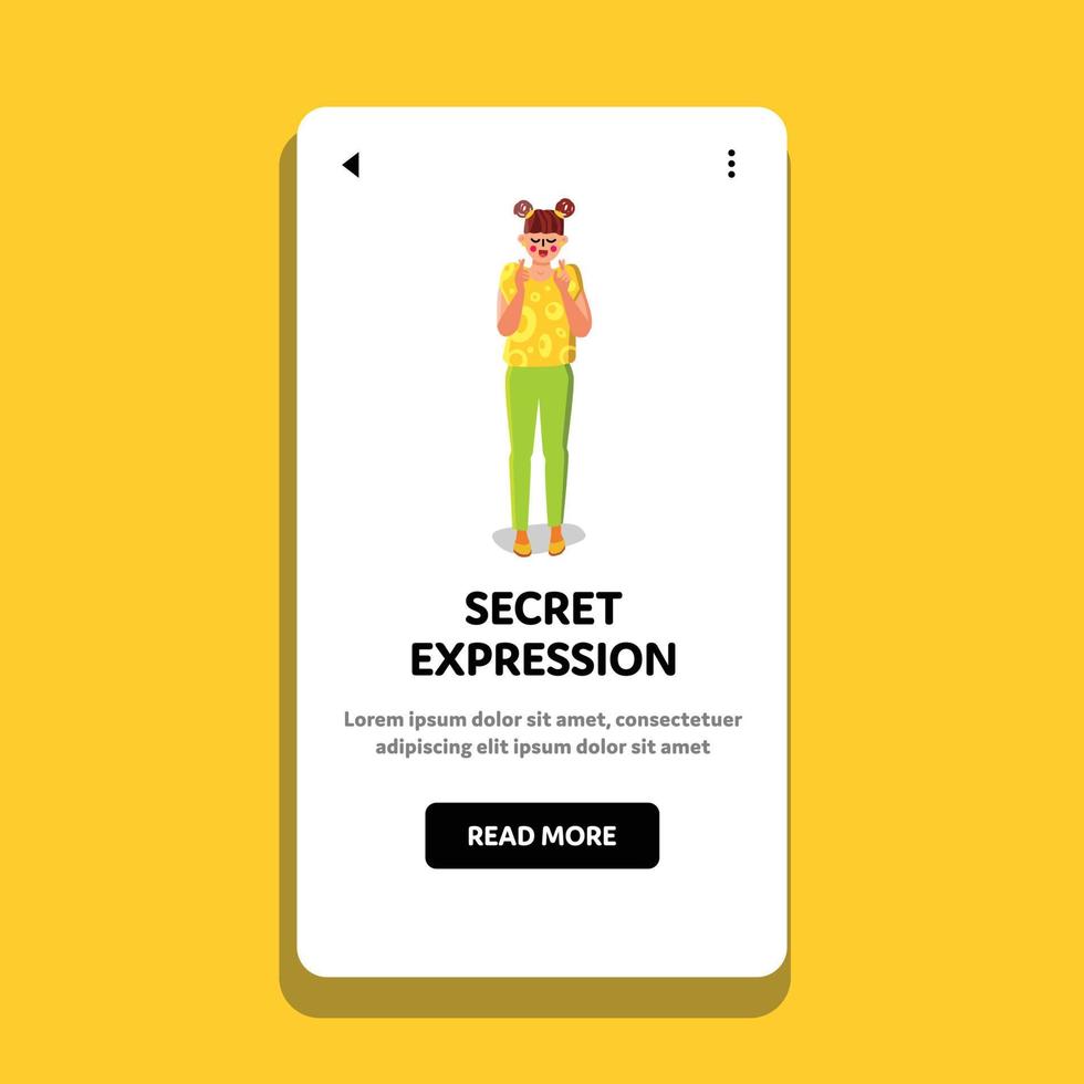 Secret Expression Woman Crossed Fingers Vector Illustration