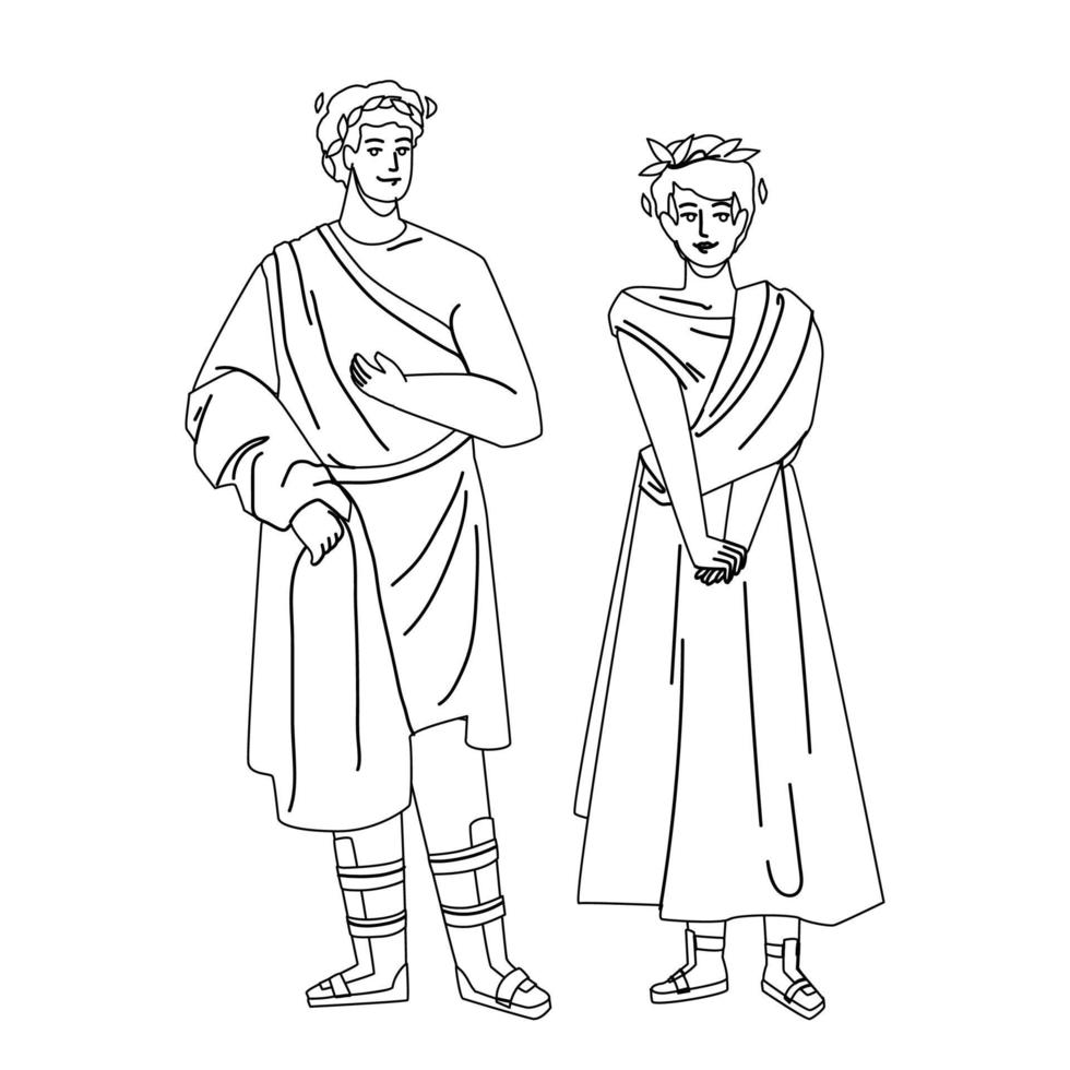 Roman Man And Woman In Traditional Clothes Vector