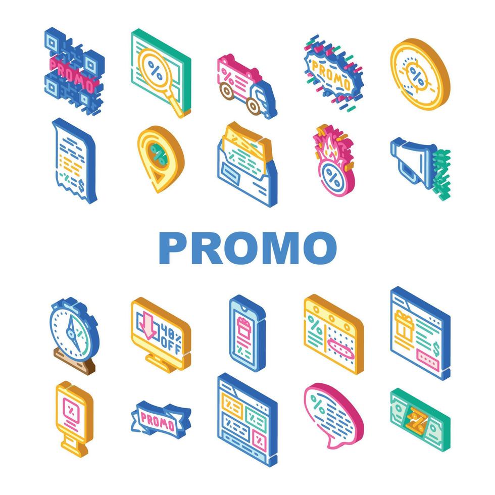 conjunto de iconos de cupón de promoción y publicidad vector