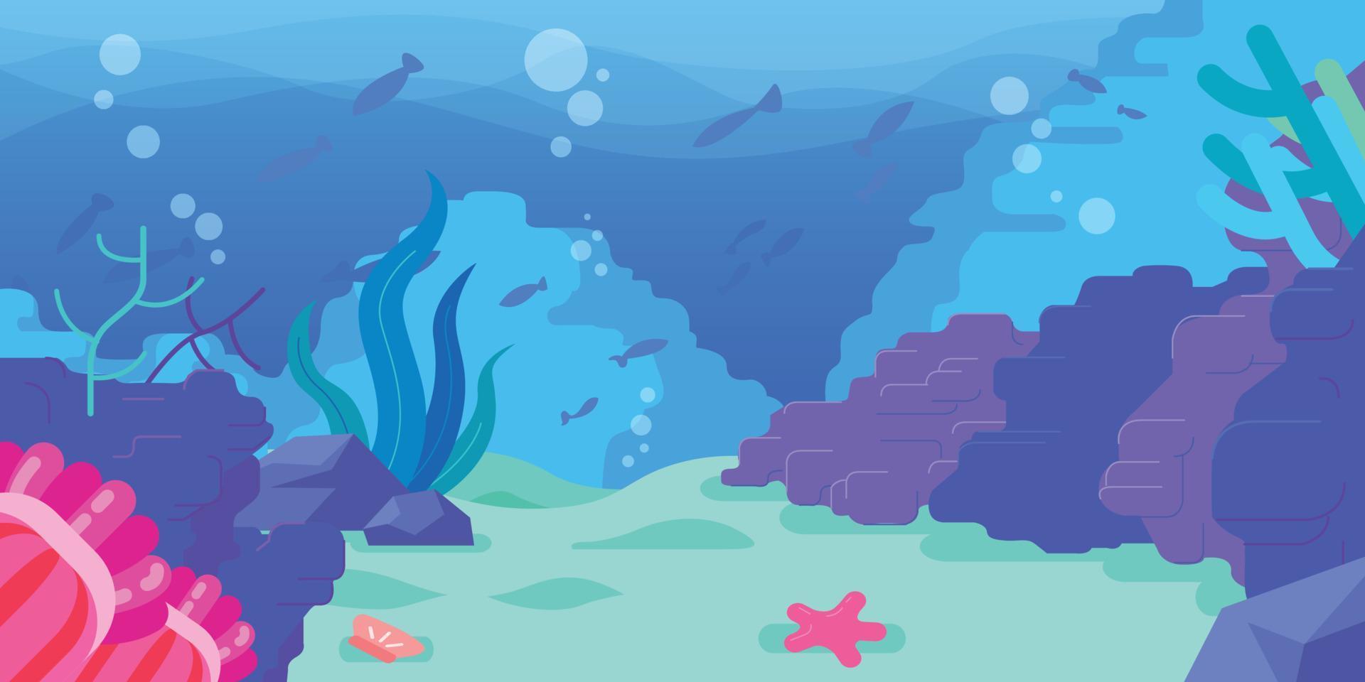 fondo mar orillas dibujos animados fondo oceánico vector