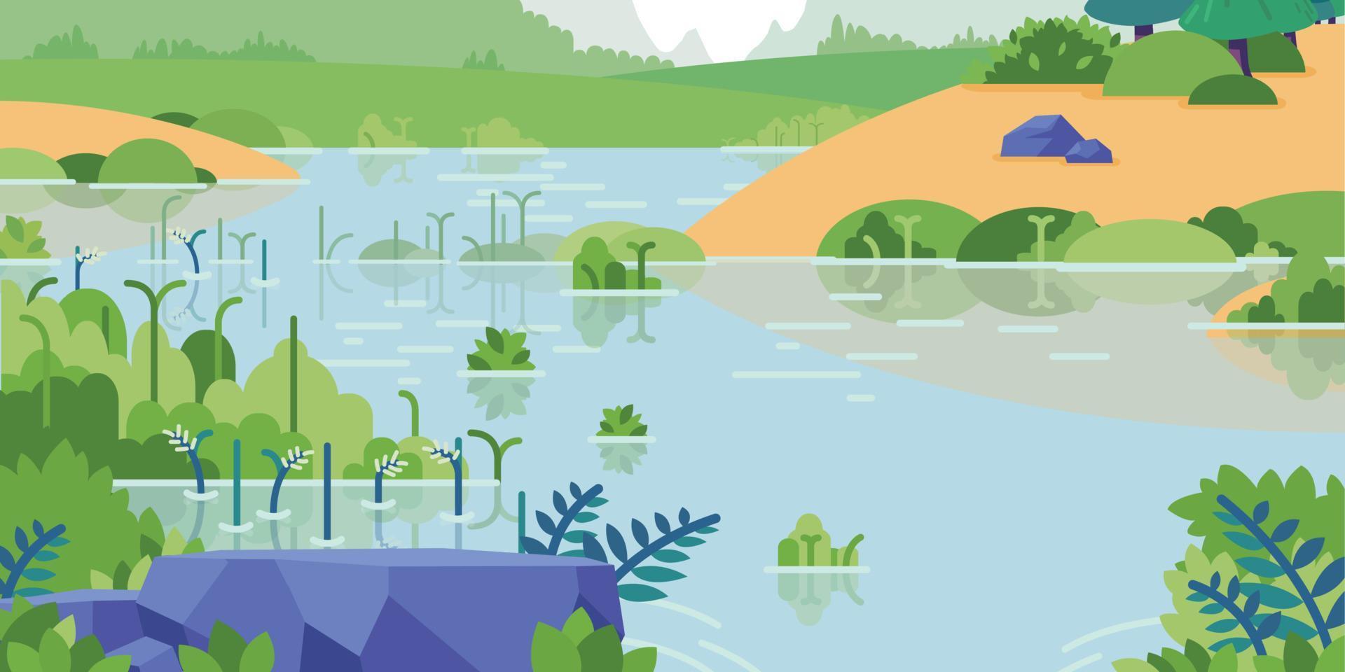 Background Riverbed Stream Cartoon Creek Pond vector