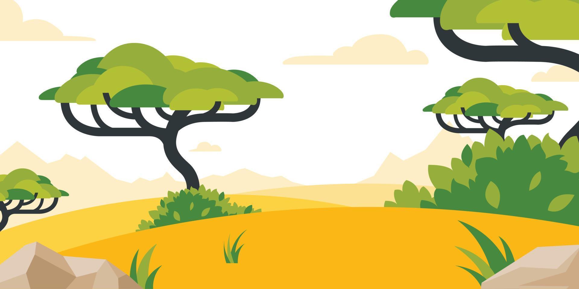 Background Savanna Hills Cartoon Tropical Desert vector