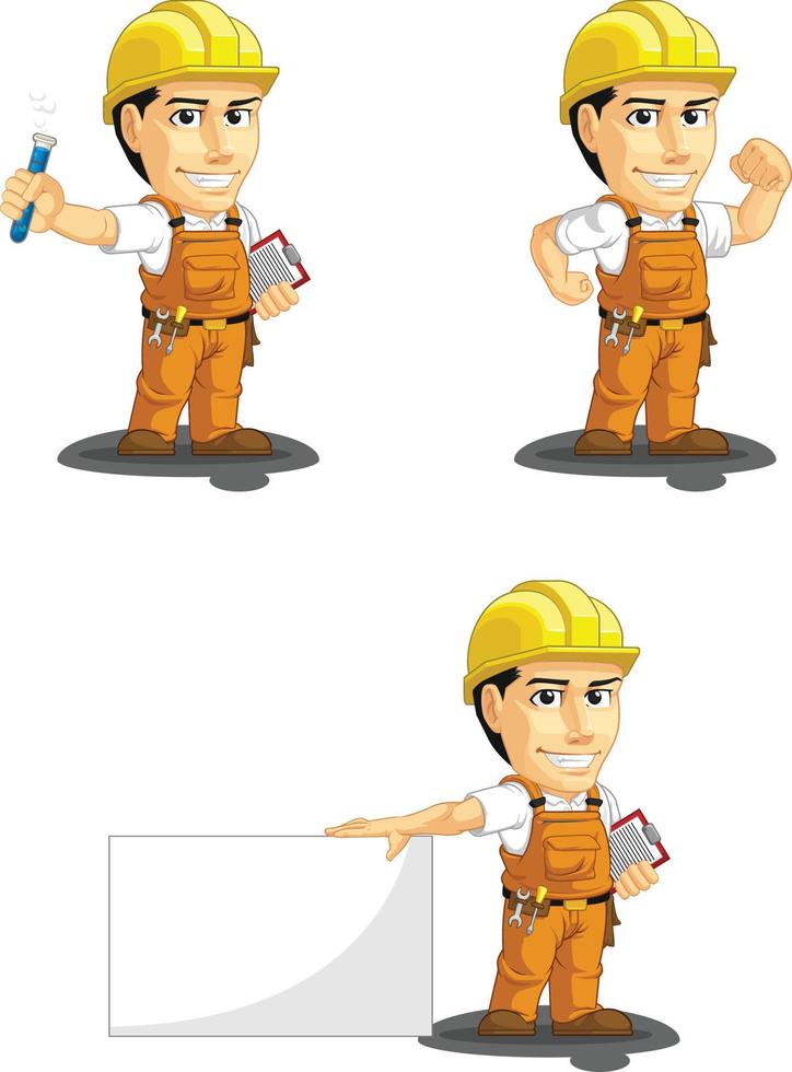 trabajador de la construcción industrial mascota personalizable 7 vector