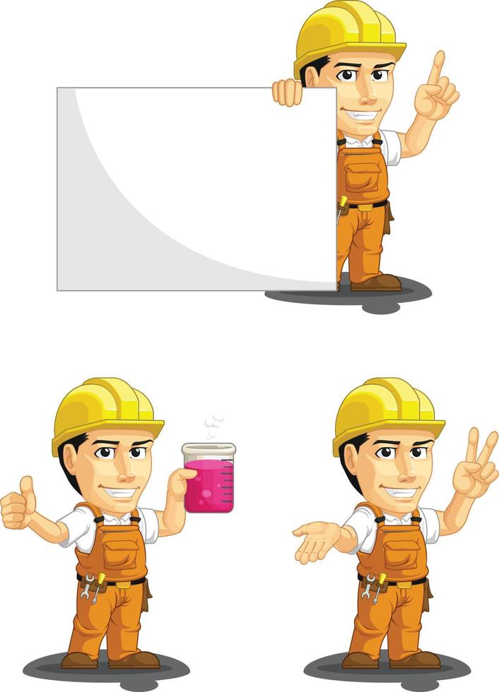 trabajador de la construcción industrial mascota personalizable 6 vector