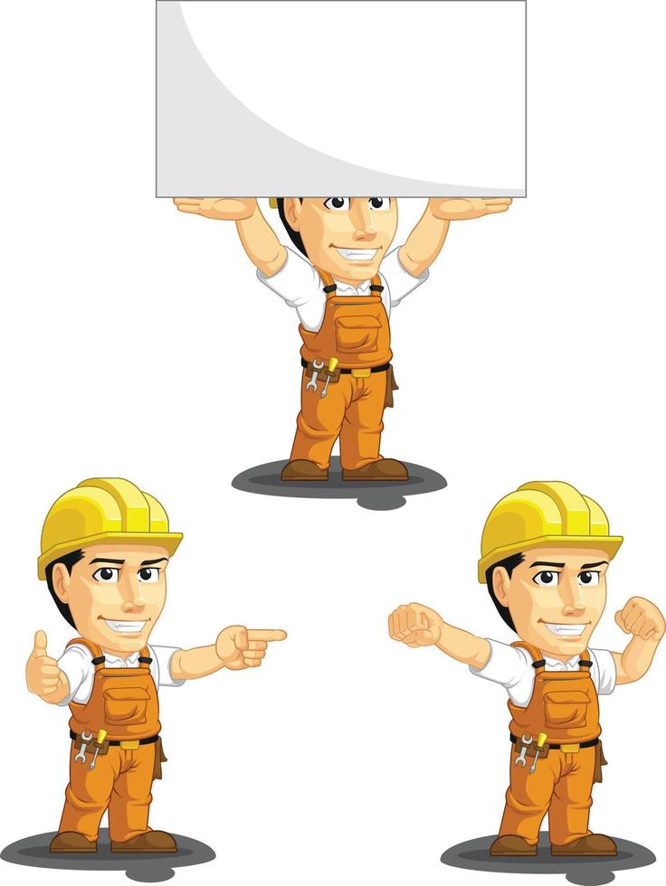 trabajador de la construcción industrial mascota personalizable 8 vector