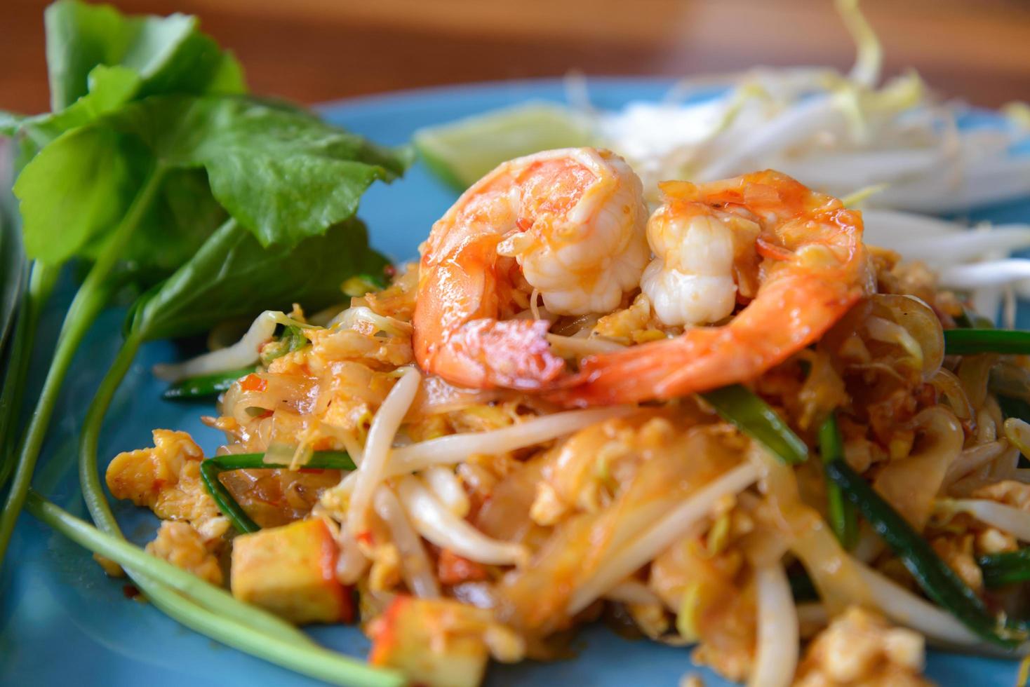 Pad Thai with shrimps or prawns, Thai Fried Noodles photo