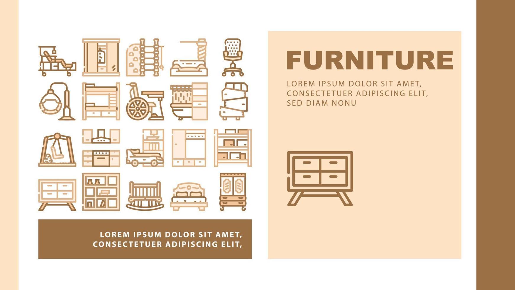 Furniture House Room Interior Landing Header Vector