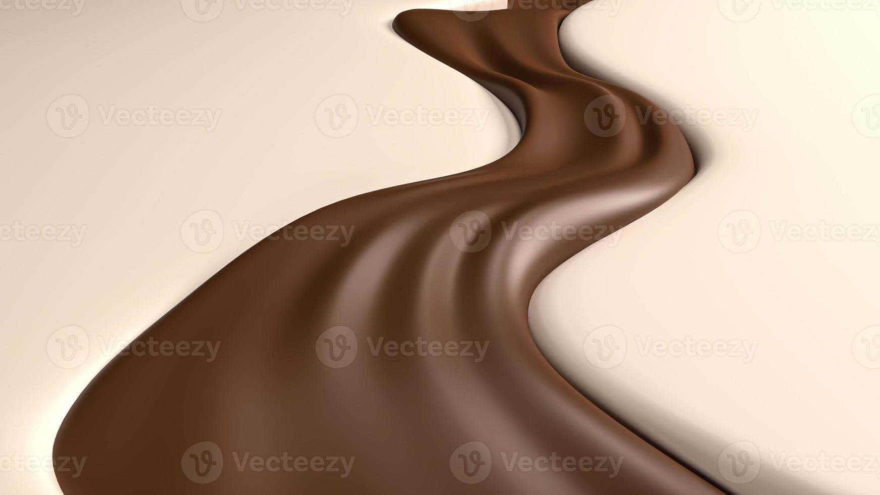3d rendering of wave of dark Chocolate or Cocoa splash, Caramel Background, Abstract background, 3D illustration photo
