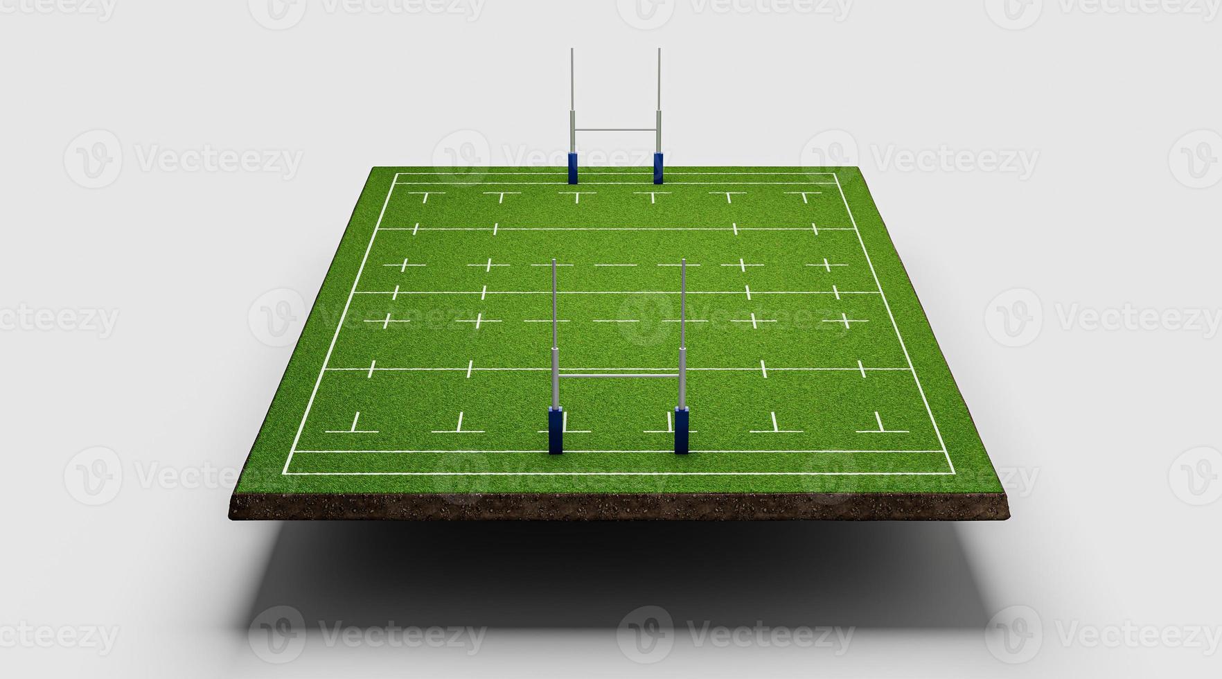 sección transversal del campo de fútbol americano con estadio de rugby verde campo de hierba ilustración 3d foto